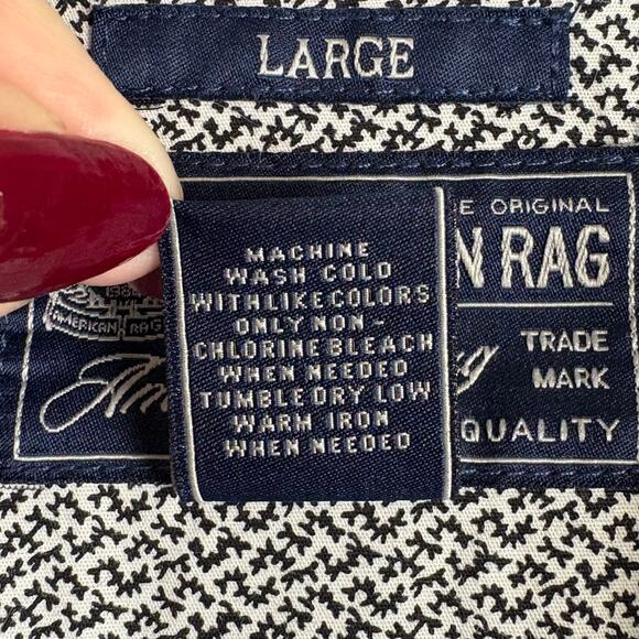 NWT American Rag Size Large Mens Button Down Preppy Boho White Grey Shirt - Picture 5 of 8